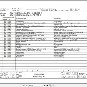 Bomag Tandem Vibratory Rollers BW 170 AD AM Electrical Hydraulic Schematic (1)