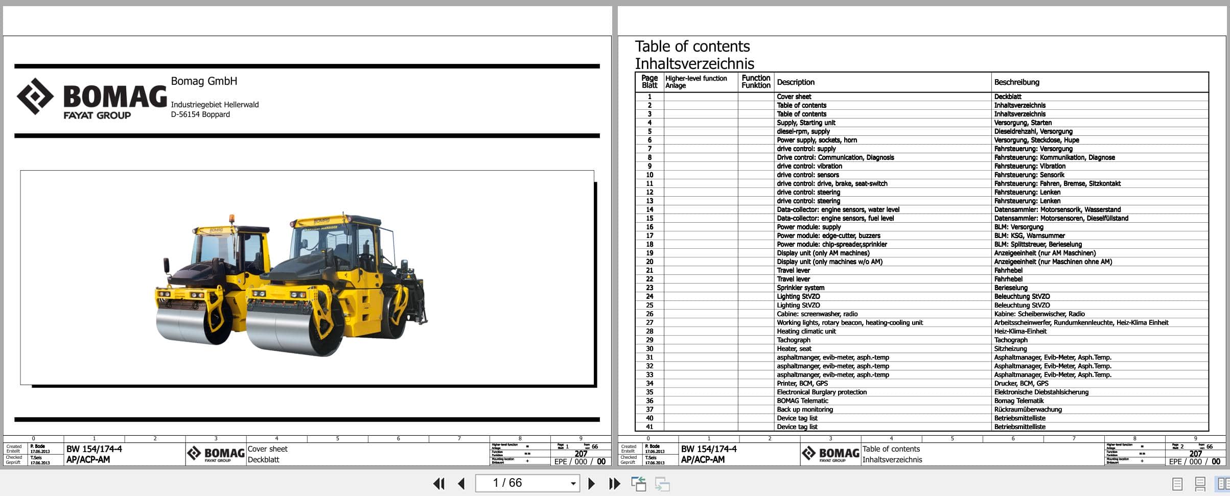 Bomag Tandem Vibratory Rollers BW 174 AP 4 AM Electrical Hydraulic Schematic (1)