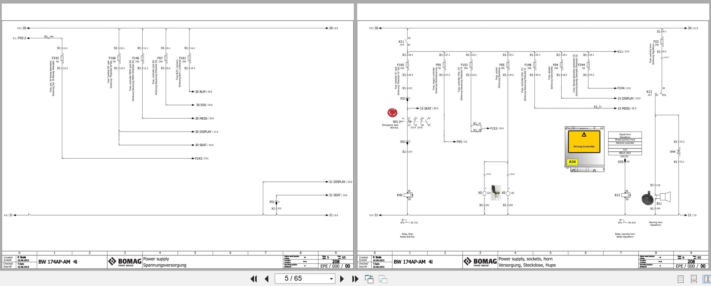Bomag Tandem Vibratory Rollers BW 174 AP 4i AM Electrical Hydraulic Schematic (2)