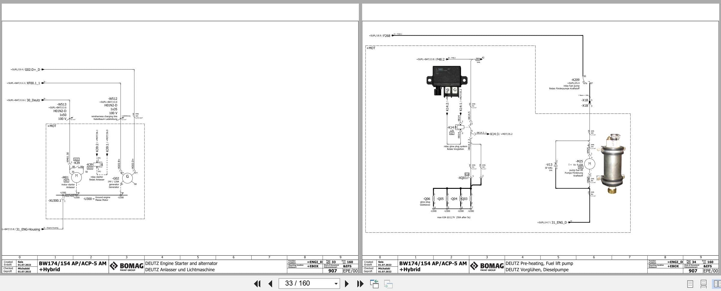 Bomag Tandem Vibratory Rollers BW 174 AP 5 AM Hybrid Electrical Hydraulic Schematic (2)