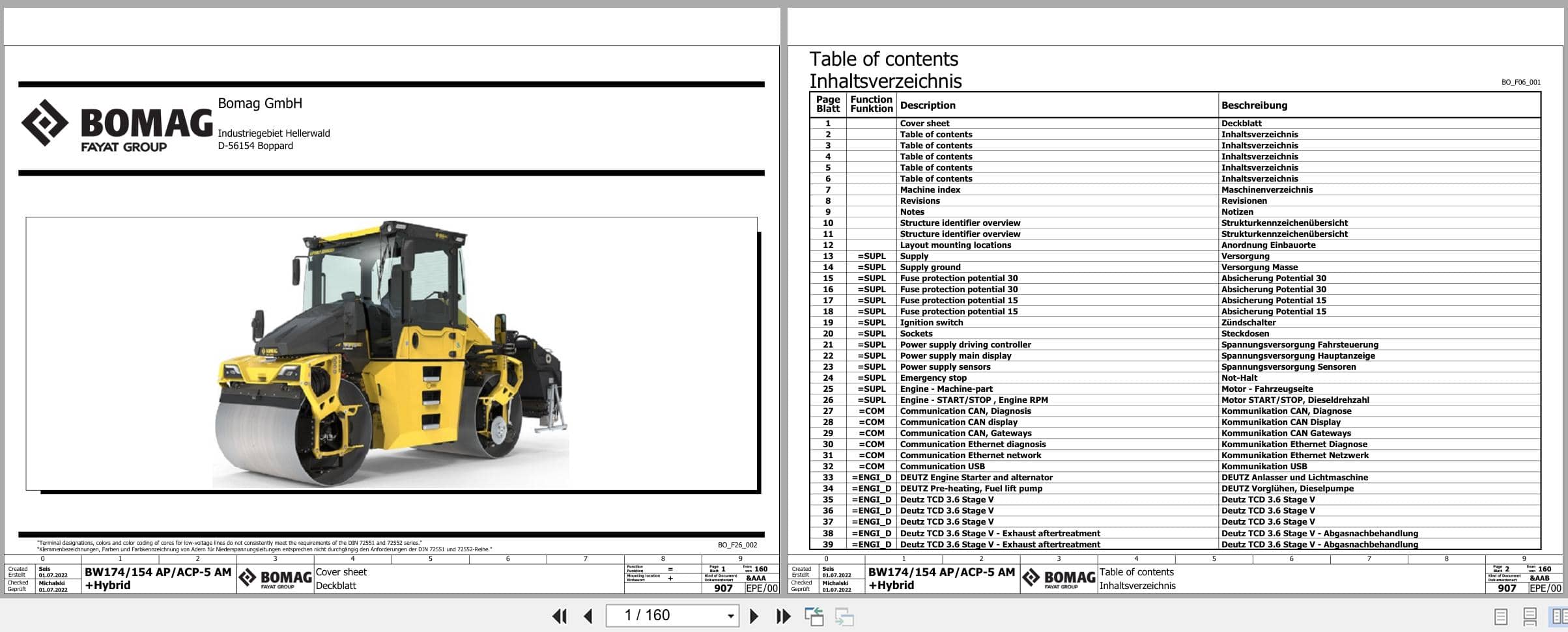 Bomag Tandem Vibratory Rollers BW 174 AP 5 Electrical Hydraulic Schematic (1)