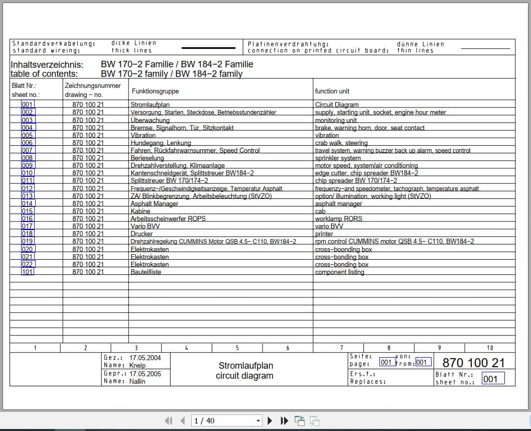 Bomag Tandem Vibratory Rollers BW 184 AD AM 2 Electrical Hydraulic Schematic (1)