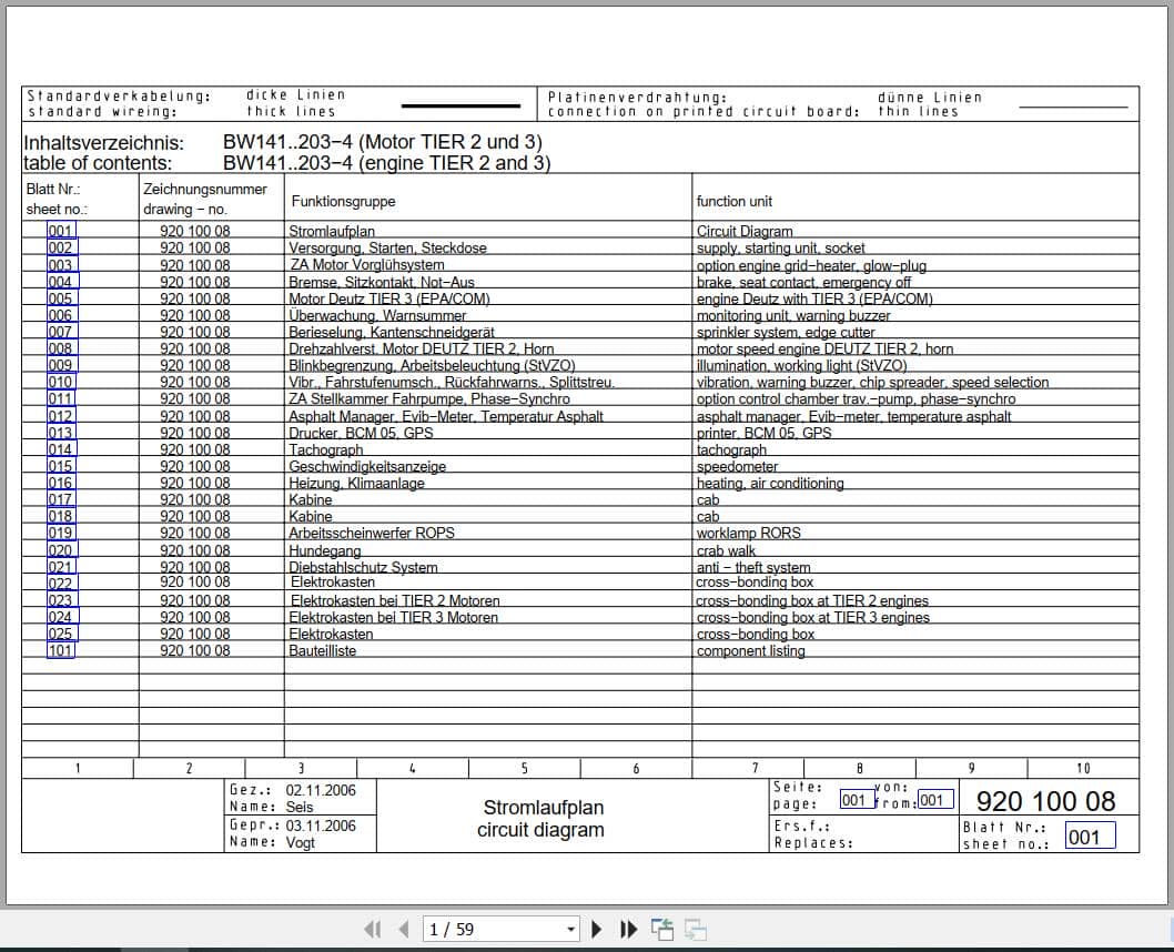 Bomag Tandem Vibratory Rollers BW 190 AD 4 AM Electrical Hydraulic Schematic (1)