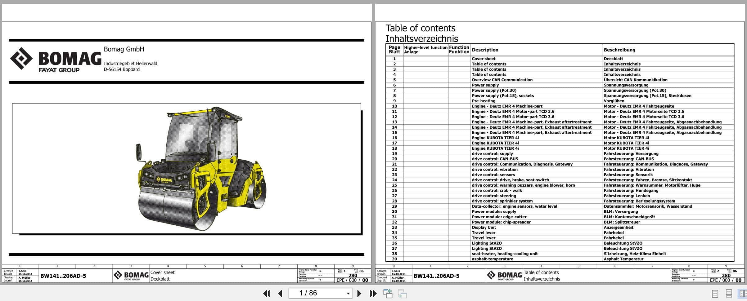 Bomag Tandem Vibratory Rollers BW 202 AD 5 Electrical Hydraulic Schematic (1)