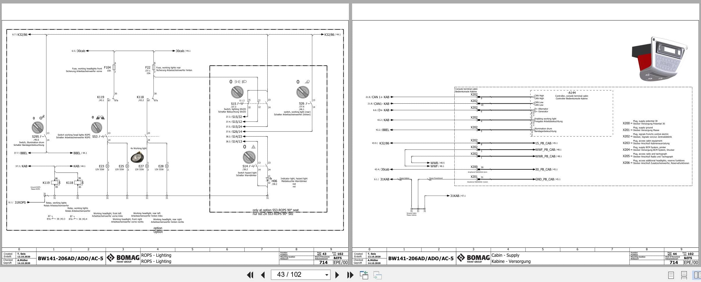 Bomag Tandem Vibratory Rollers BW 202 ADO 5 Tier 4 Stage V Electrical Hydraulic Schematic (2)