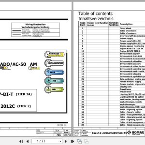 Bomag Tandem Vibratory Rollers BW 202 ADO 50 Electrical Hydraulic Schematic (1)