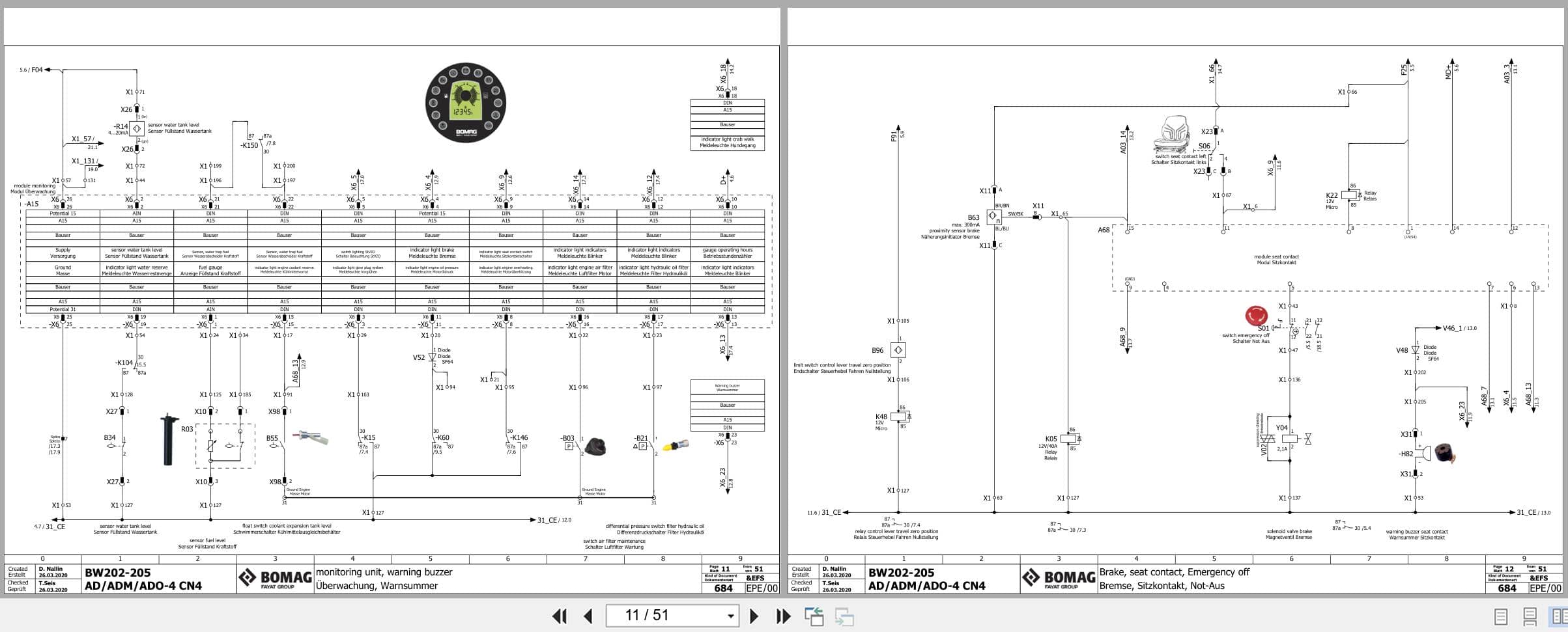 Bomag Tandem Vibratory Rollers BW 203 ADO 4 CC Electrical Schematic (2)