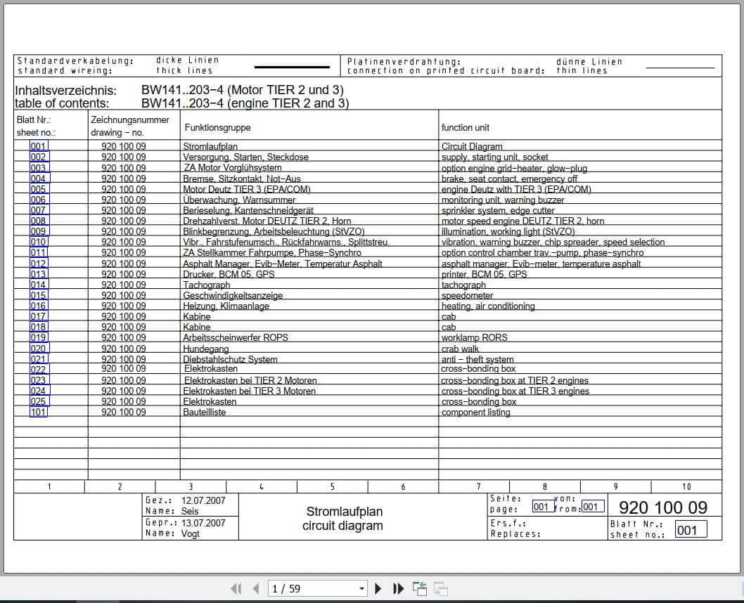 Bomag Tandem Vibratory Rollers BW 203 ADO 4 Electrical Hydraulic Schematic (1)