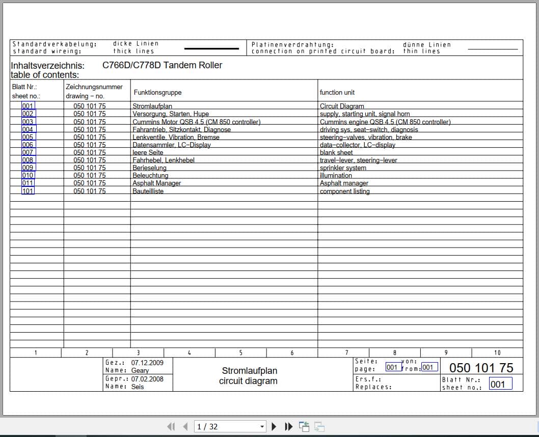 Bomag Tandem Vibratory Rollers BW 266 AD Electrical Hydraulic Schematic (1)