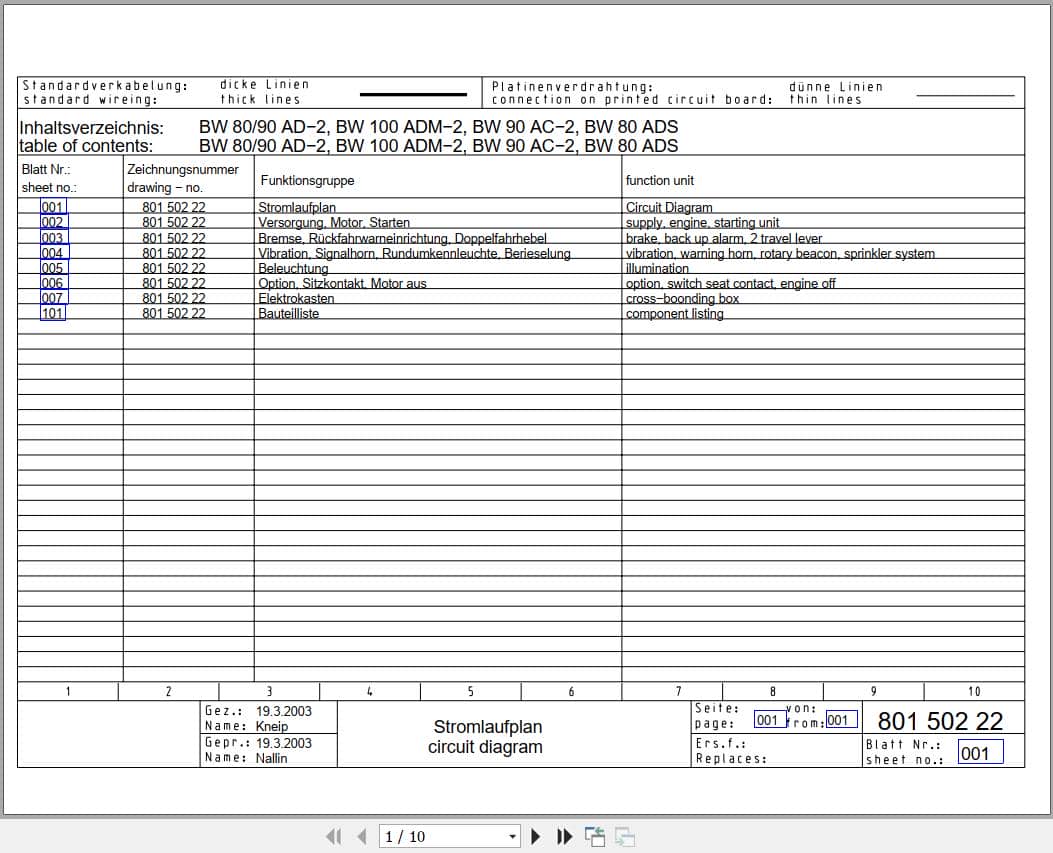 Bomag Tandem Vibratory Rollers BW 80 AD 2 Electrical Hydraulic Schematic (1)