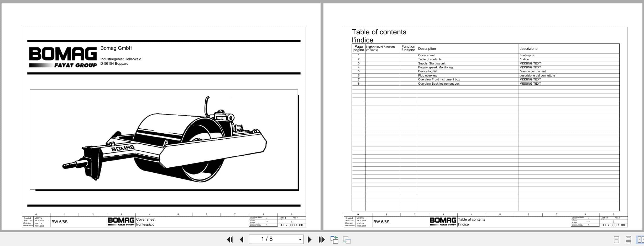 Bomag Towed Vibratory Rollers BW 6 Electrical Schematic (1)