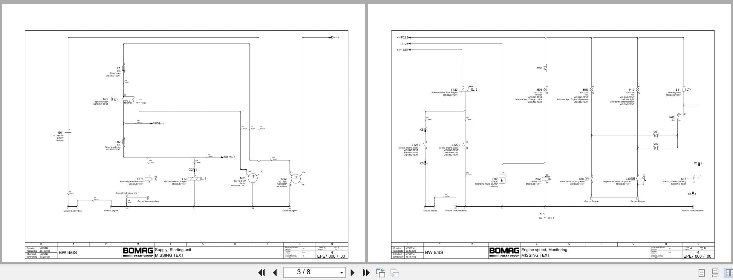 Bomag Towed Vibratory Rollers BW 6 S Electrical Schematic (2)