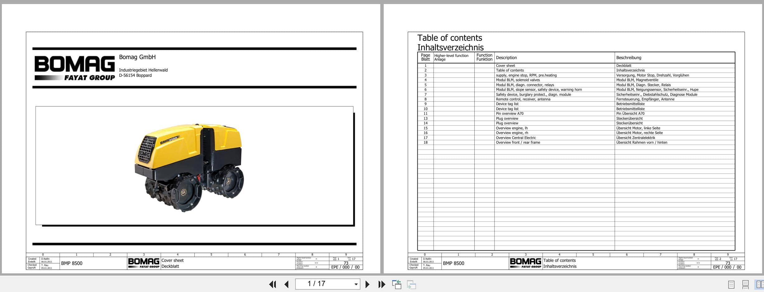 Bomag Trench Compactor BMP 8500 Electrical Hydraulic Schematic (1)