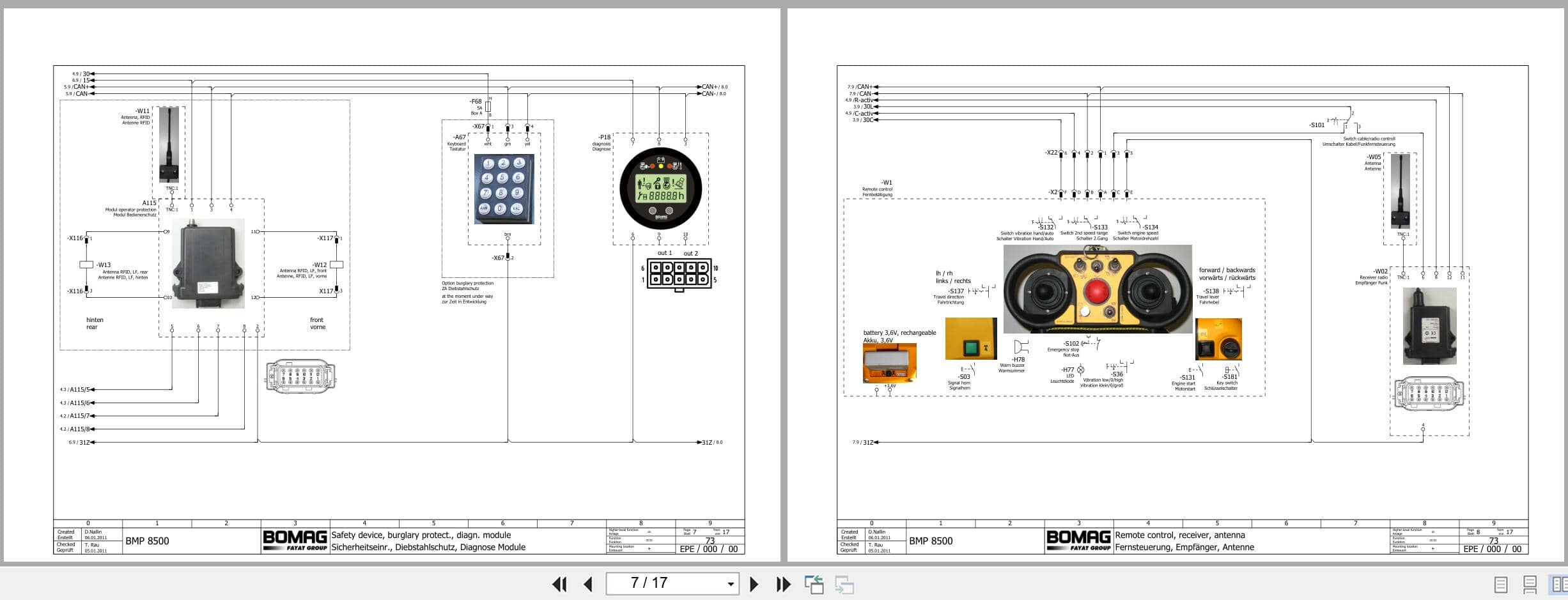 Bomag Trench Compactor BMP 8500 Electrical Hydraulic Schematic (2)