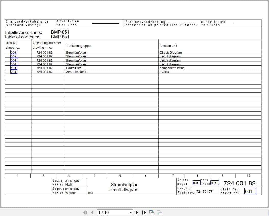Bomag Trench Compactor BMP 851 Electrical Hydraulic Schematic (1)