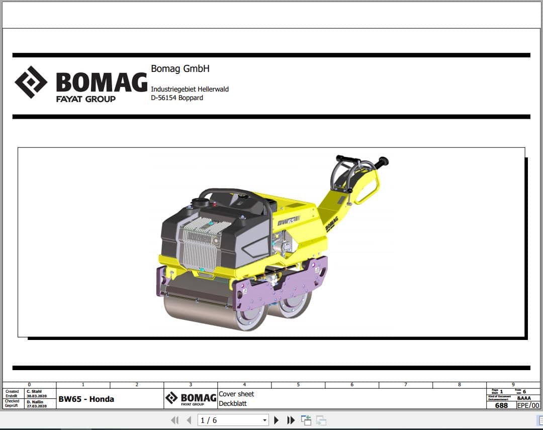 Bomag Walk Behind Double Drum Vibratory Roller BW 65 Electrical Schematic (1)