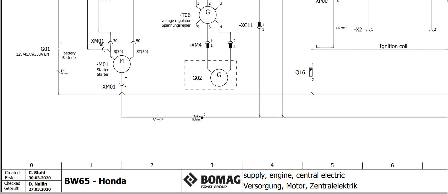 Bomag Walk Behind Double Drum Vibratory Roller BW 65 Electrical Schematic (2)