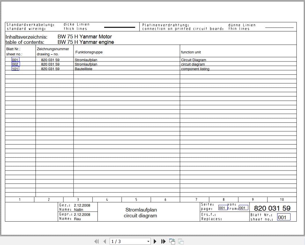 Bomag Walk Behind Double Drum Vibratory Roller BW 75 H Electrical Hydraulic Schematic (1)