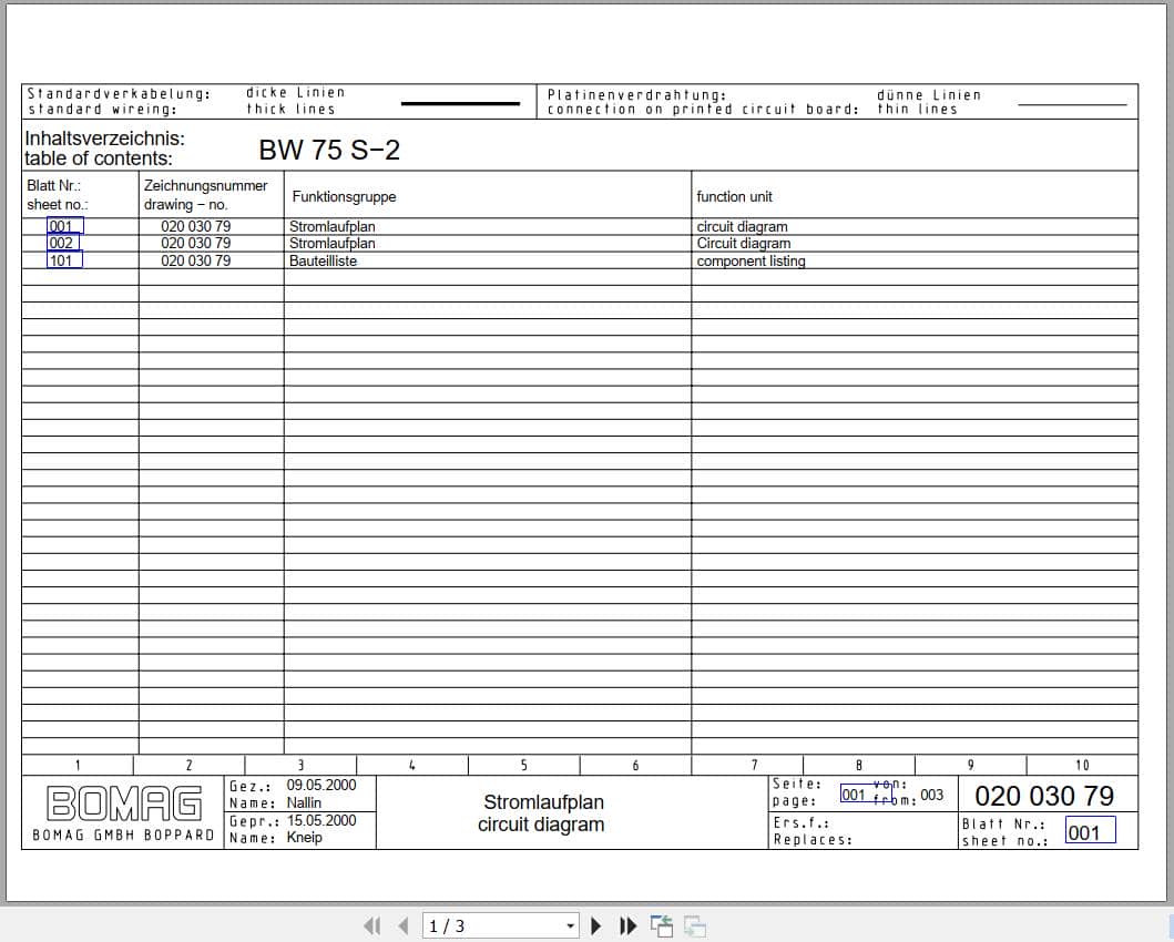 Bomag Walk Behind Double Drum Vibratory Roller BW 75 S 2 Electrical Schematic (1)