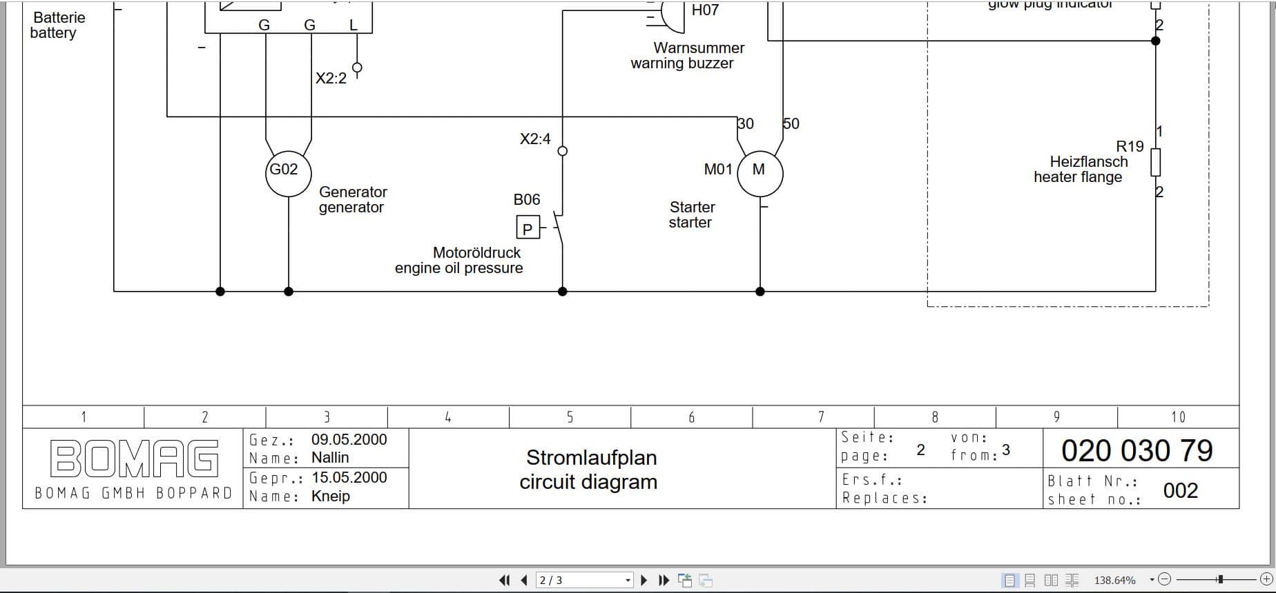 Bomag Walk Behind Double Drum Vibratory Roller BW 75 S 2 Electrical Schematic (2)