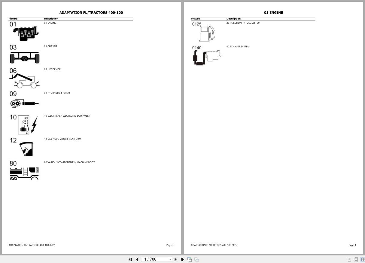 CLAAS ADAPTATION FL TRACTORS 400 100 B95 B9500010 B9599999 Spare Parts Catalog (1)