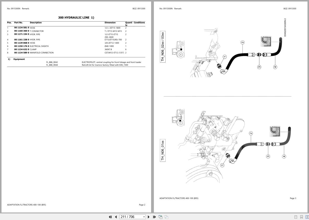 CLAAS ADAPTATION FL TRACTORS 400 100 B95 B9500010 B9599999 Spare Parts Catalog (2)