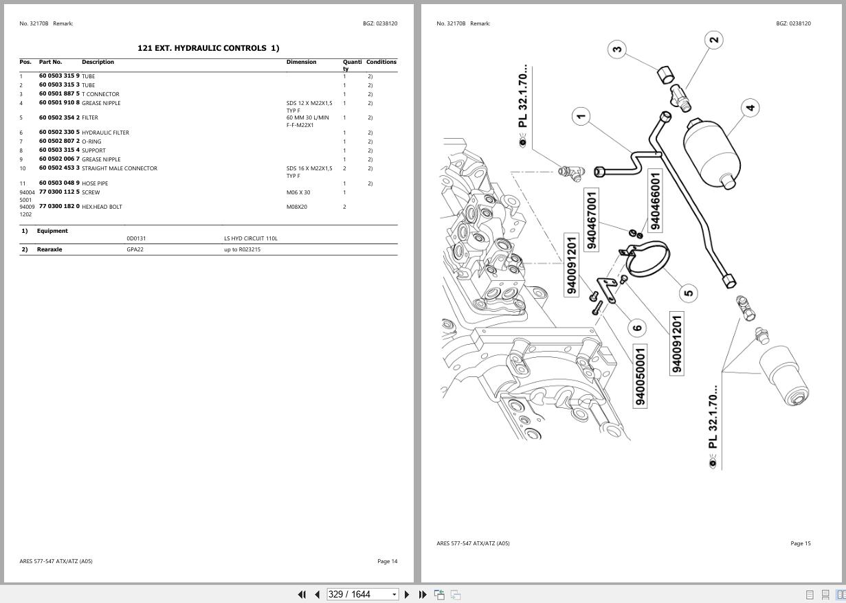 CLAAS ARES 577 547 ATX ATZ A0500100 A0599999 Spare Parts Catalog (2)
