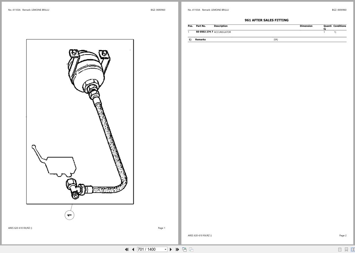 CLAAS ARES 620 610 RX RZ CT72R0050 CT72R1488 Spare Parts Catalog (2)
