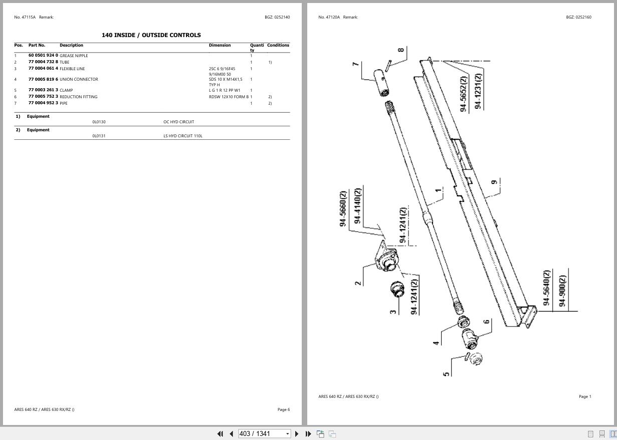 CLAAS ARES 640 RZ ARES 630 RX RZ CT22S0001 CT22S1800 Spare Parts Catalog (2)