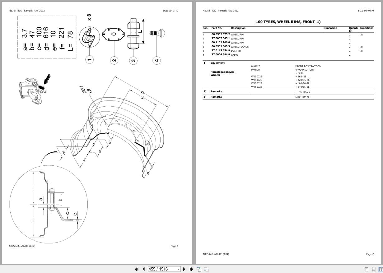 CLAAS ARES 656 616 RC A04 A0400100 A0499999 Spare Parts Catalog (2)