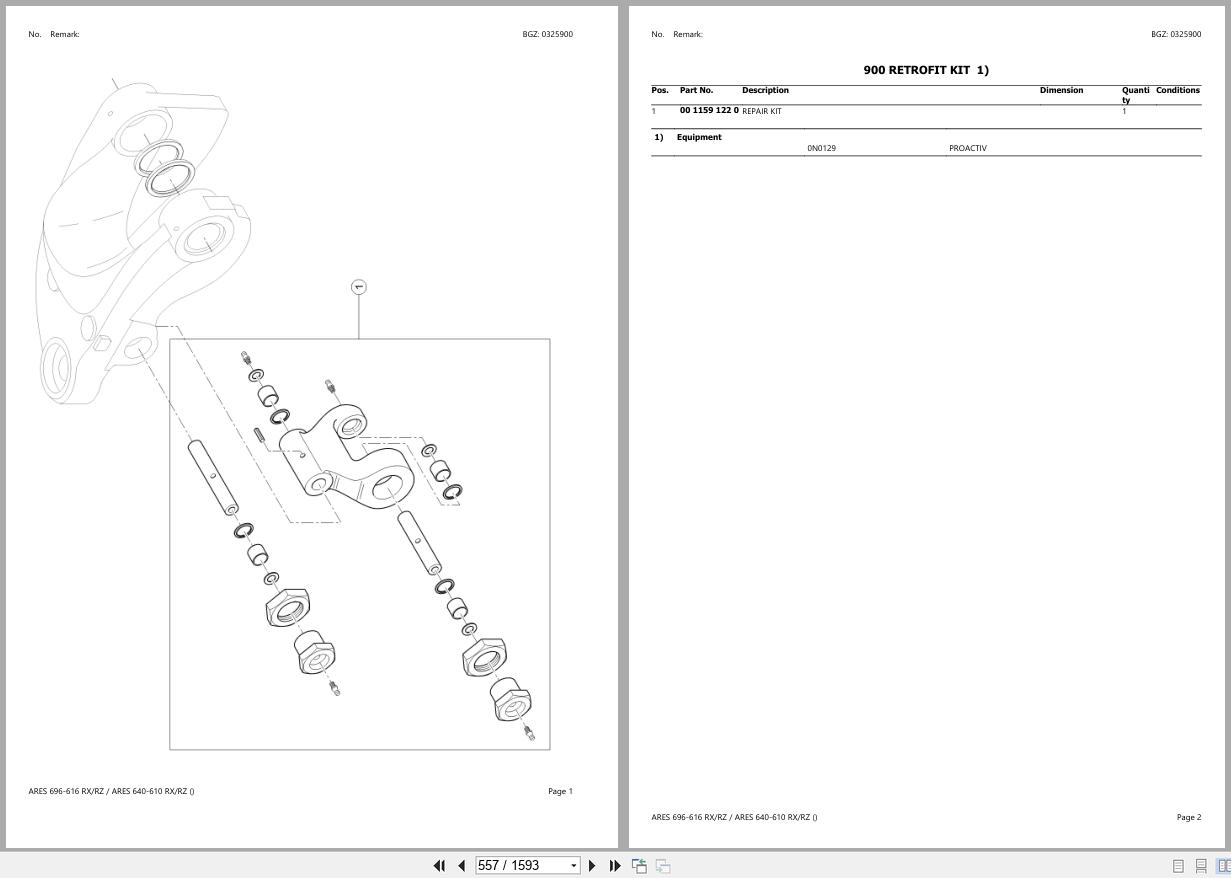 CLAAS ARES 696 616 ARES 640 610 RX RZ CT8230001 CT8231300 Spare Parts Catalog (2)