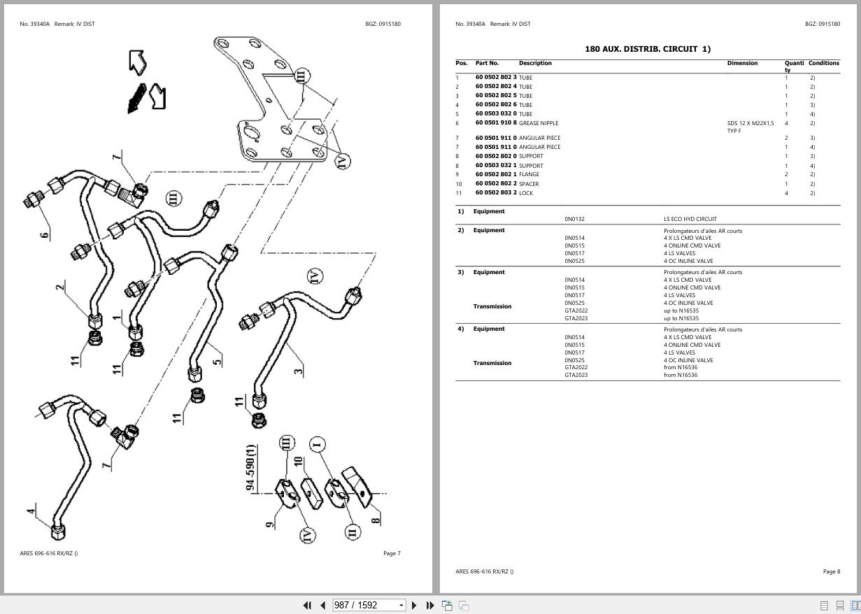 CLAAS ARES 696 616 RX RZ CT8211500 CT8219999 Spare Parts Catalog (2)