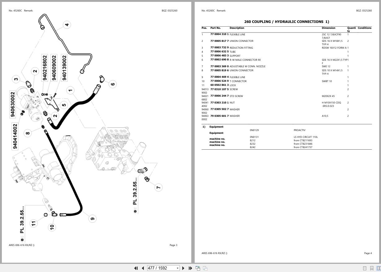 CLAAS ARES 696 616 RX RZ CT8241500 CT8249999 Spare Parts Catalog (2)