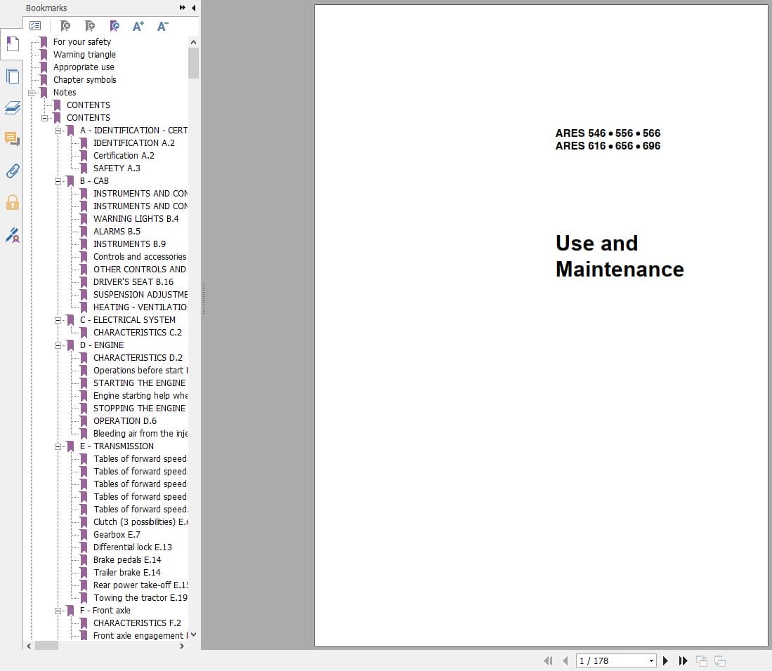 CLAAS ARES 696 616 RZ RC RX (A04) Assembly Operators Repair Technical Manual (5)