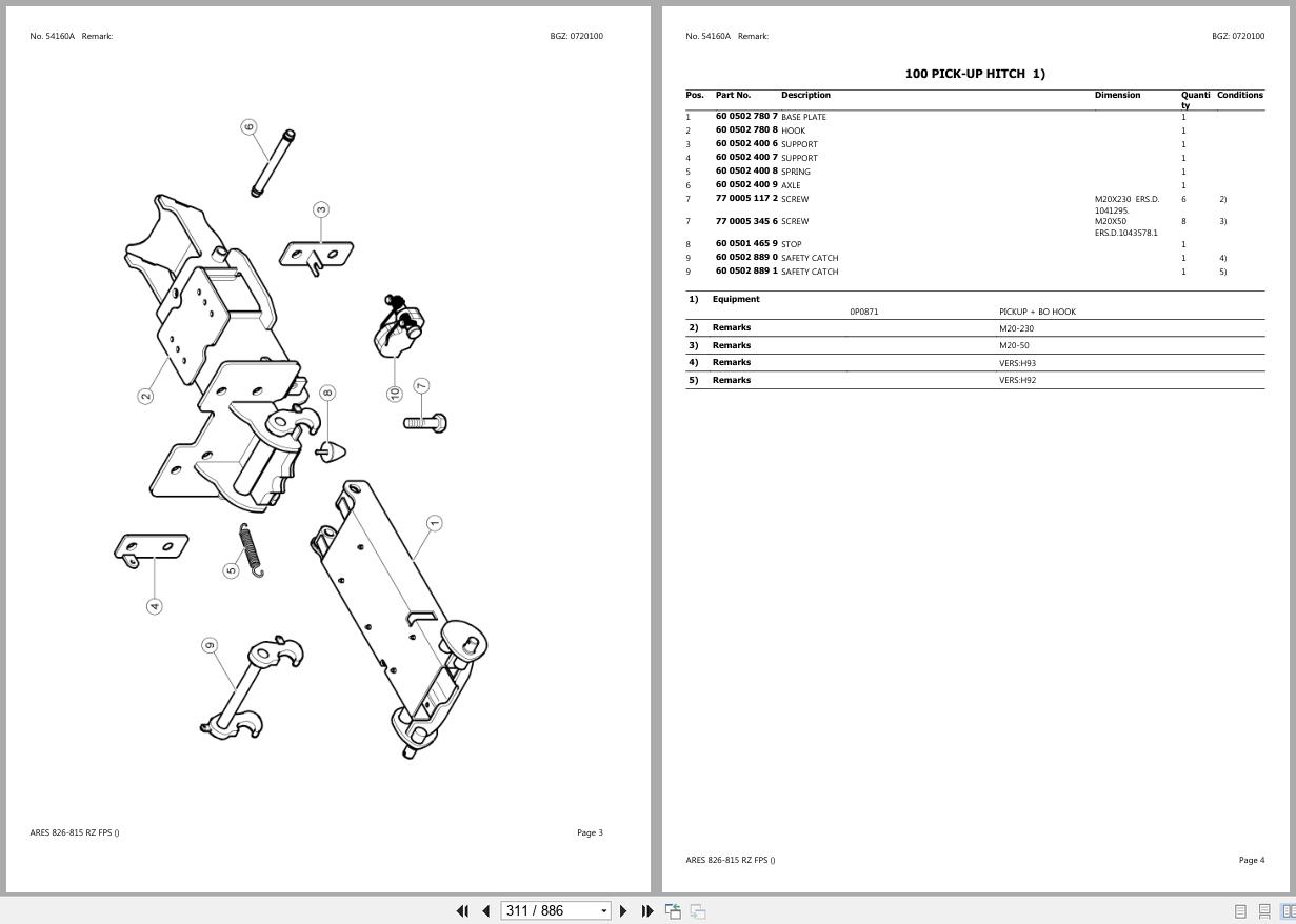 CLAAS ARES 826 815 RZ FPS CT4320050 CT4320999 Spare Parts Catalog (2)