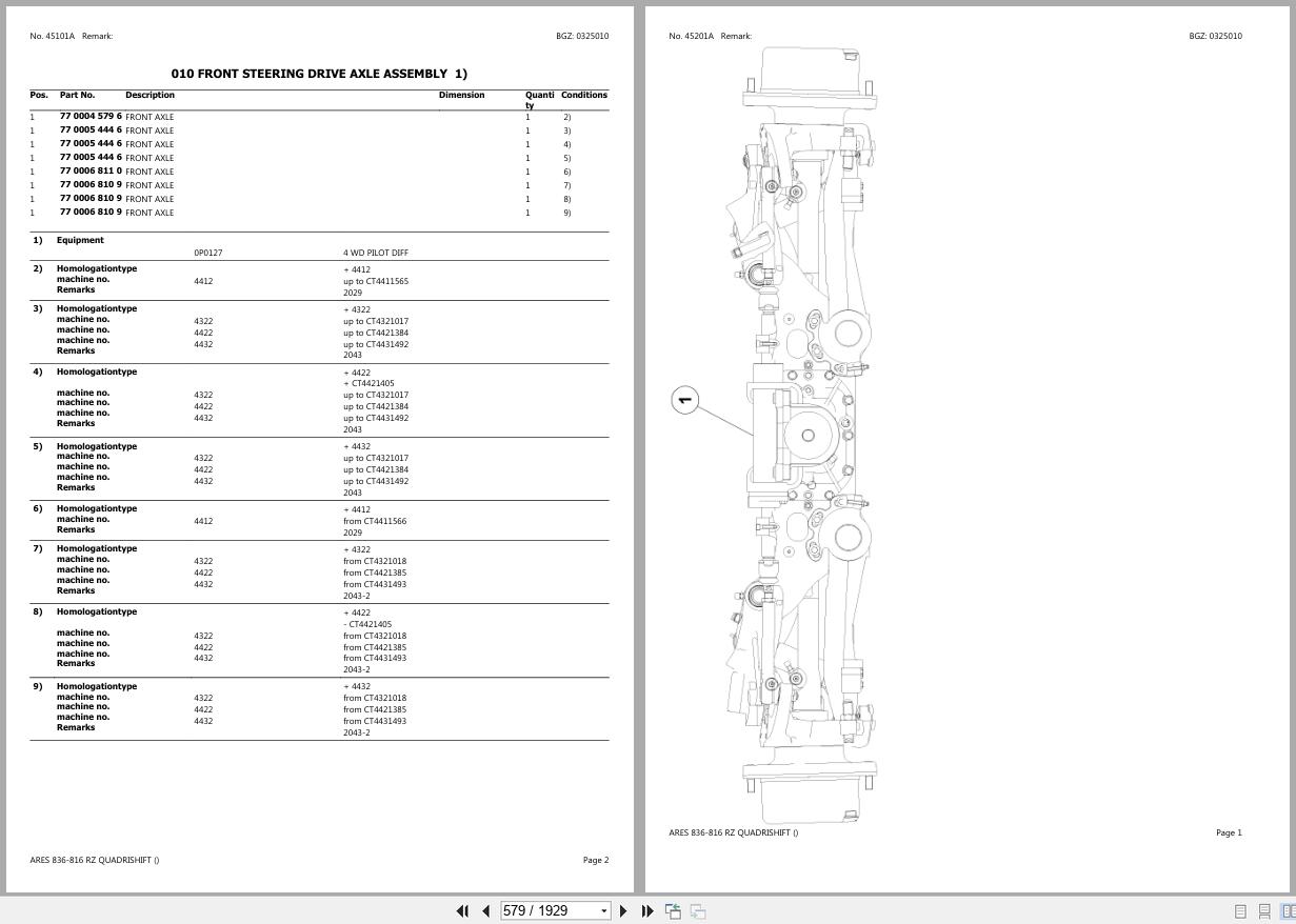 CLAAS ARES 836 816 RZ QUADRISHIFT CT4321000 CT4329999 Spare Parts Catalog (2)