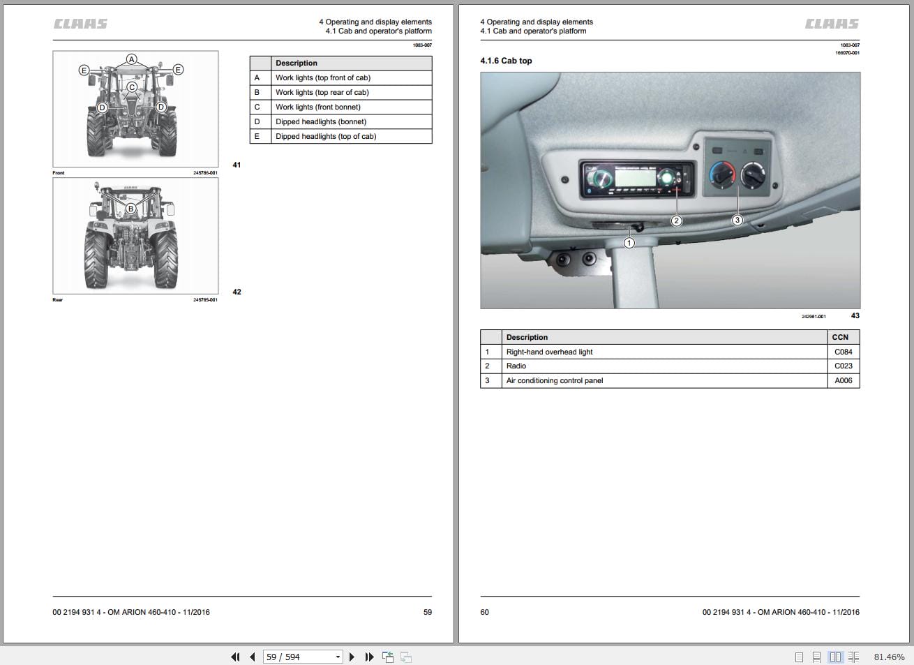 CLAAS ARION 420 410 (A32) Assembly Operators Repair Technical Manual (4)