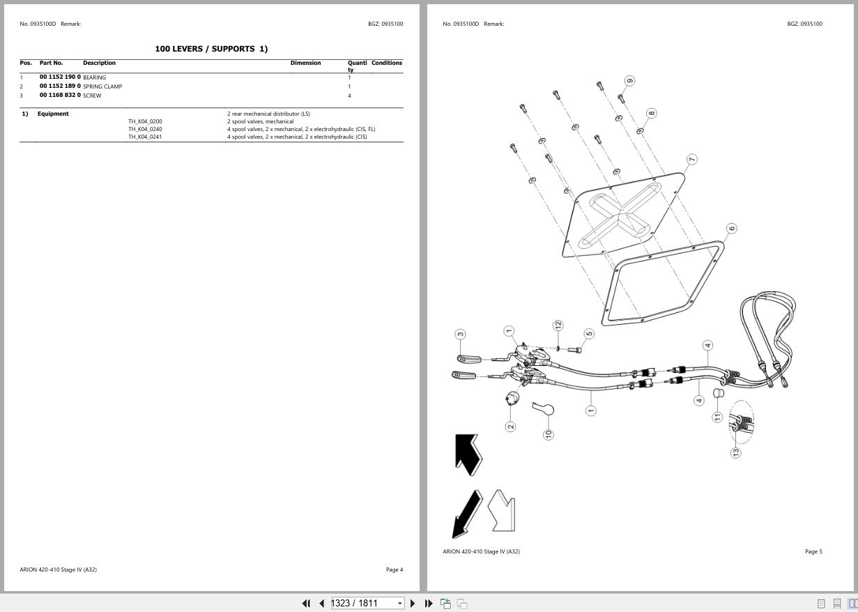 CLAAS ARION 420 410 Stage IV A3200010 A3209999 Spare Parts Catalog (2)