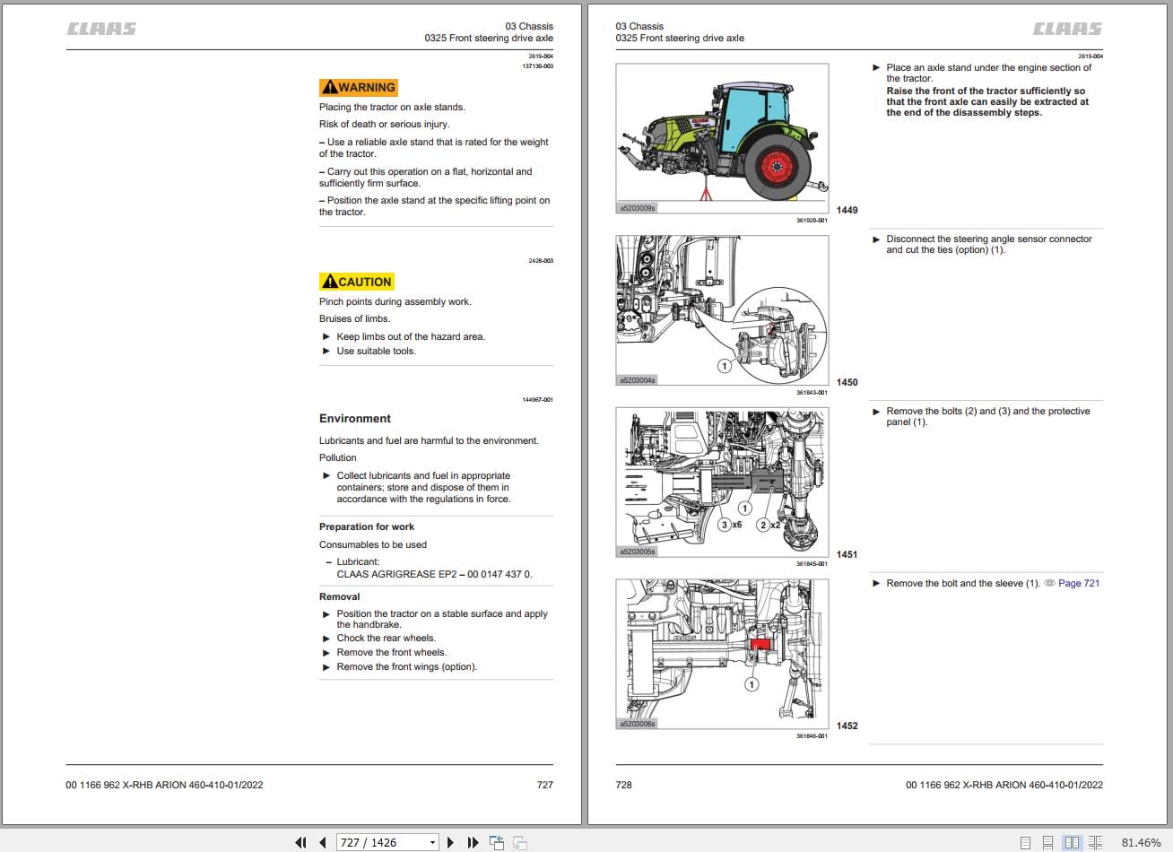 CLAAS ARION 420 410 Stage IV (A52) Assembly Operators Repair Technical Manual (4)