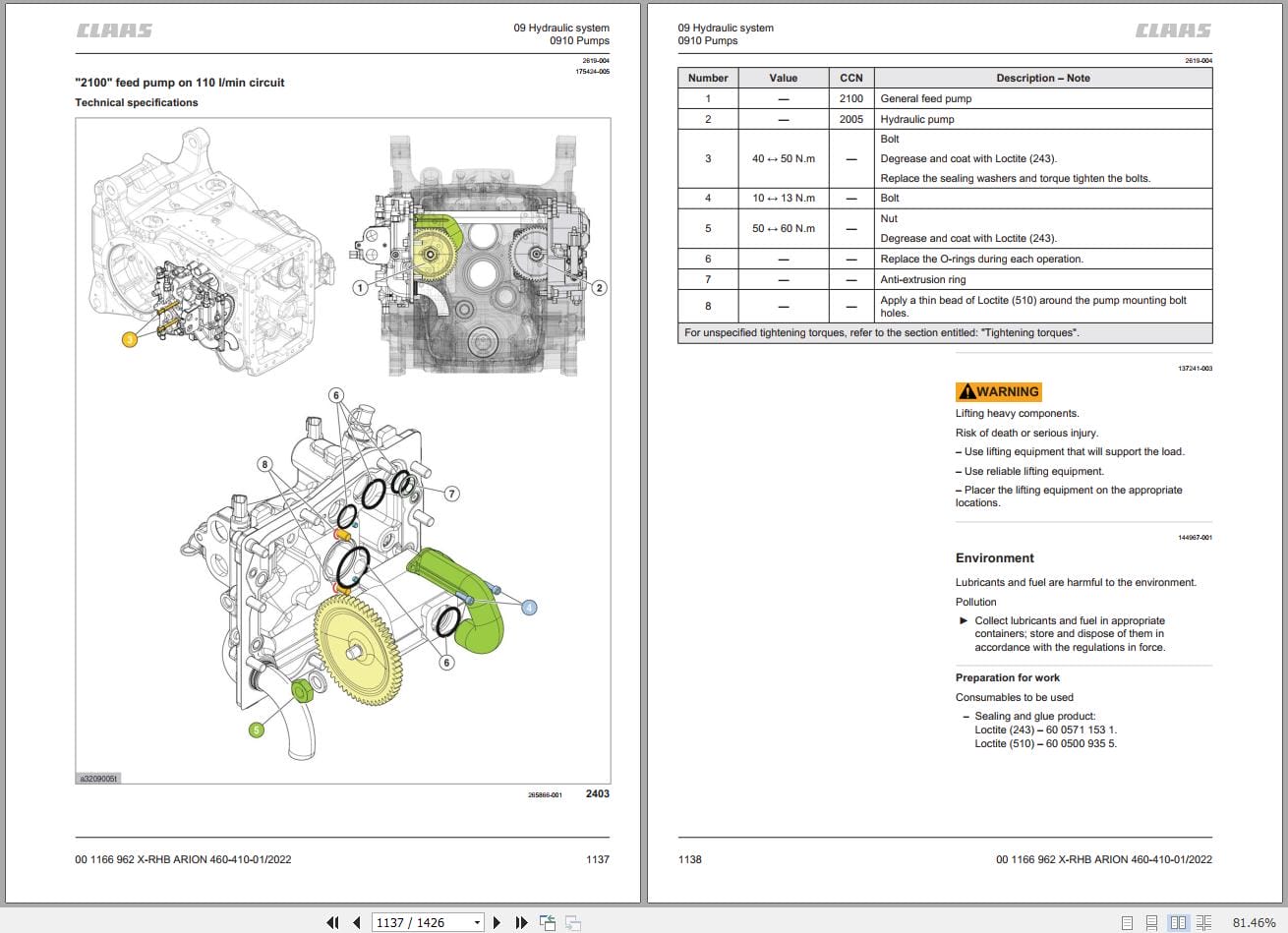 CLAAS ARION 420 410 Stage IV (A52) Assembly Operators Repair Technical Manual (6)