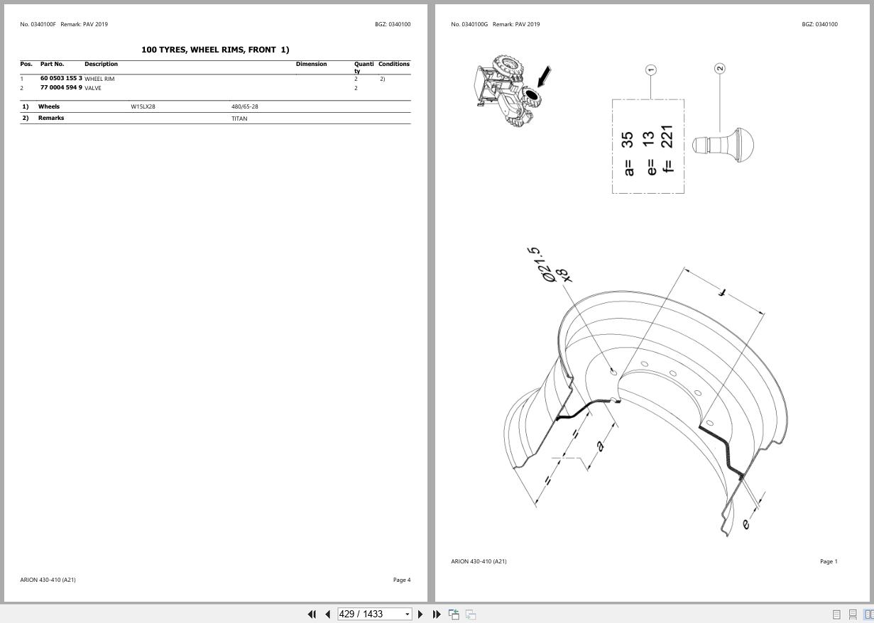 CLAAS ARION 430 410 A2100050 A2199999 Spare Parts Catalog (2)