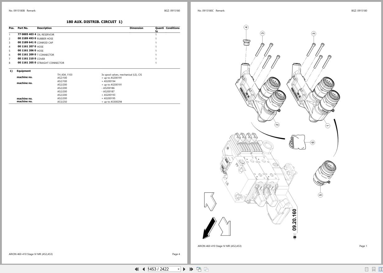 CLAAS ARION 460 410 Stage IV MR A53 A5300010 A53099999 Spare Parts Catalog (2)