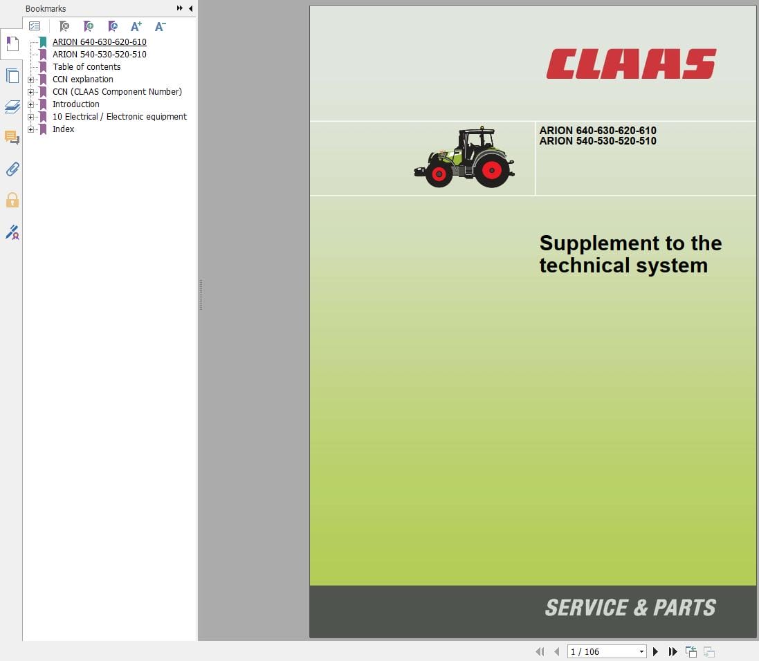 CLAAS ARION 540 510 (A18) Assembly Operators Repair Technical Manual (1)