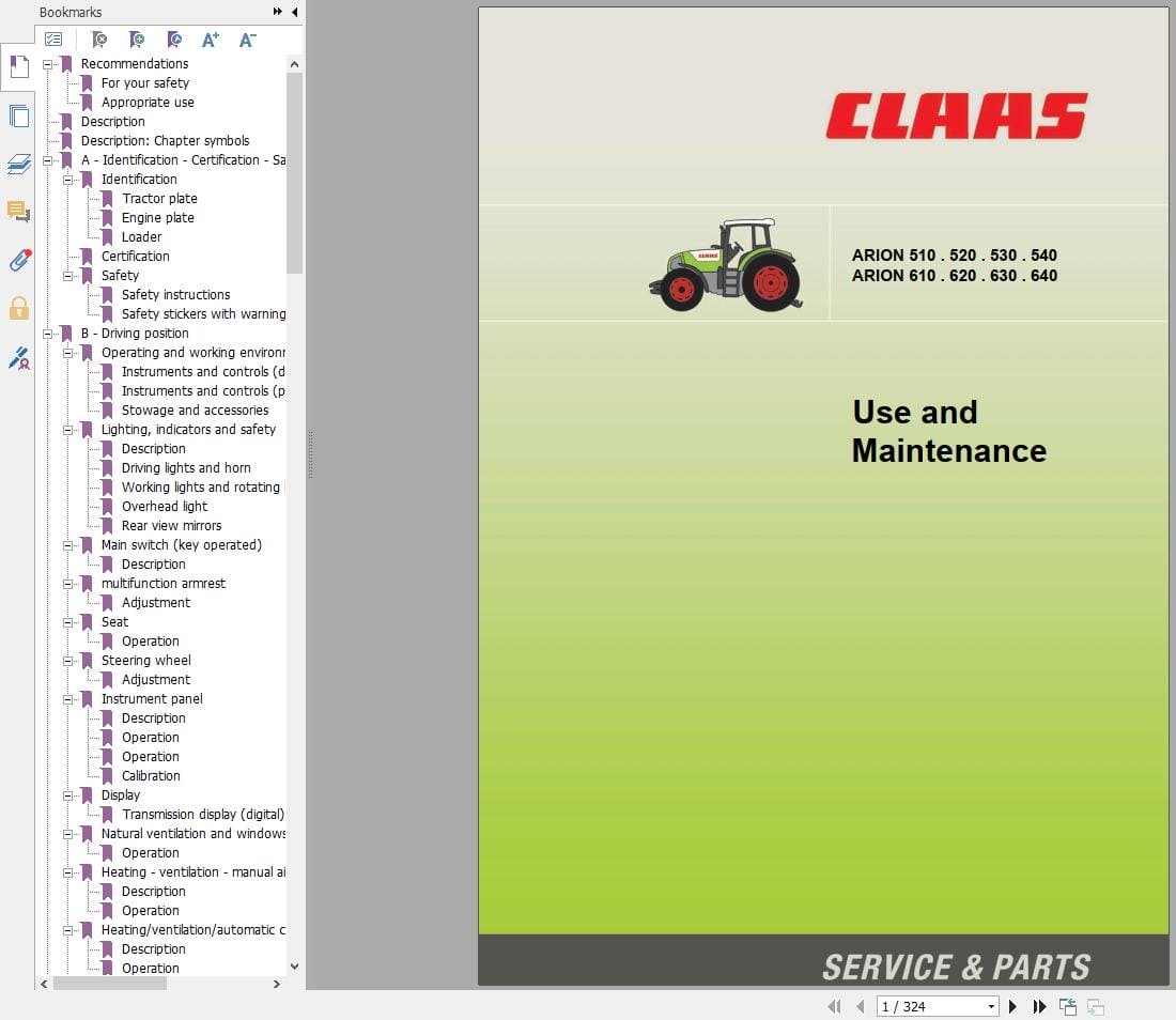 CLAAS ARION 540 510 (A18) Assembly Operators Repair Technical Manual (2)