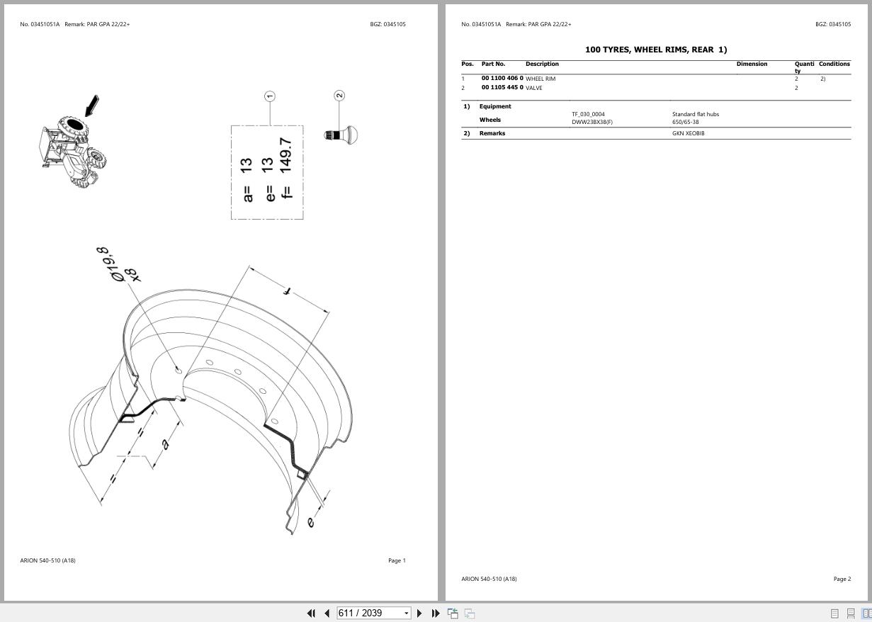 CLAAS ARION 540 510 A1800050 A1899999 Spare Parts Catalog (2)