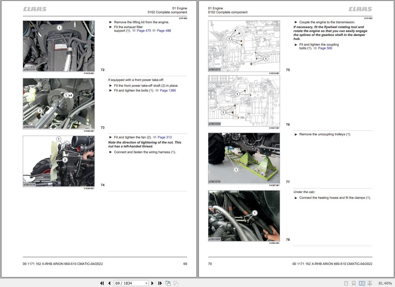 CLAAS ARION 550 510 CMATIC Stage V (A95) Assembly Operators Repair Technical Manual (4)
