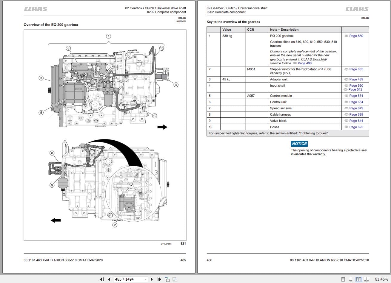 CLAAS ARION 550 510 Stage IV CMATIC (A75) Assembly Operators Repair Technical Manual (4)