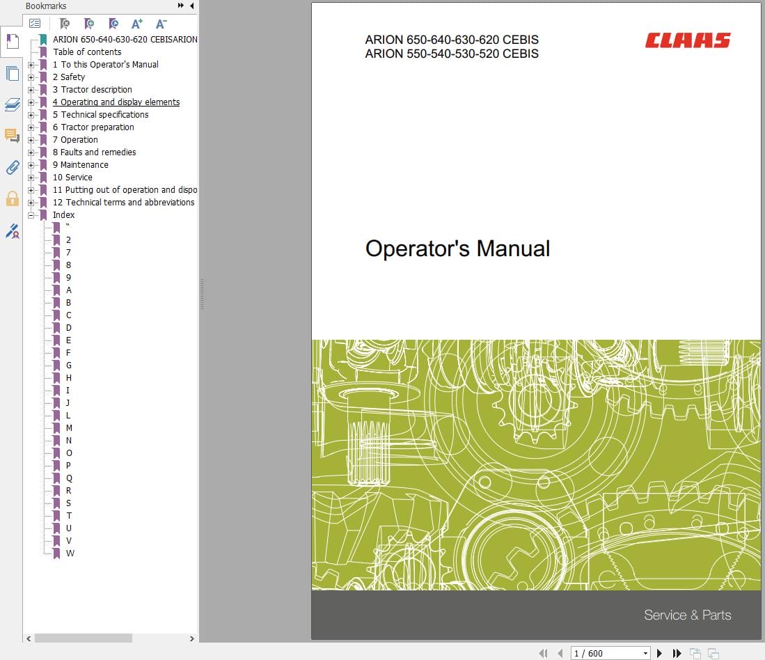 CLAAS ARION 550 520 HEXASHIFT (A34) Assembly Operators Repair Technical Manual (3)