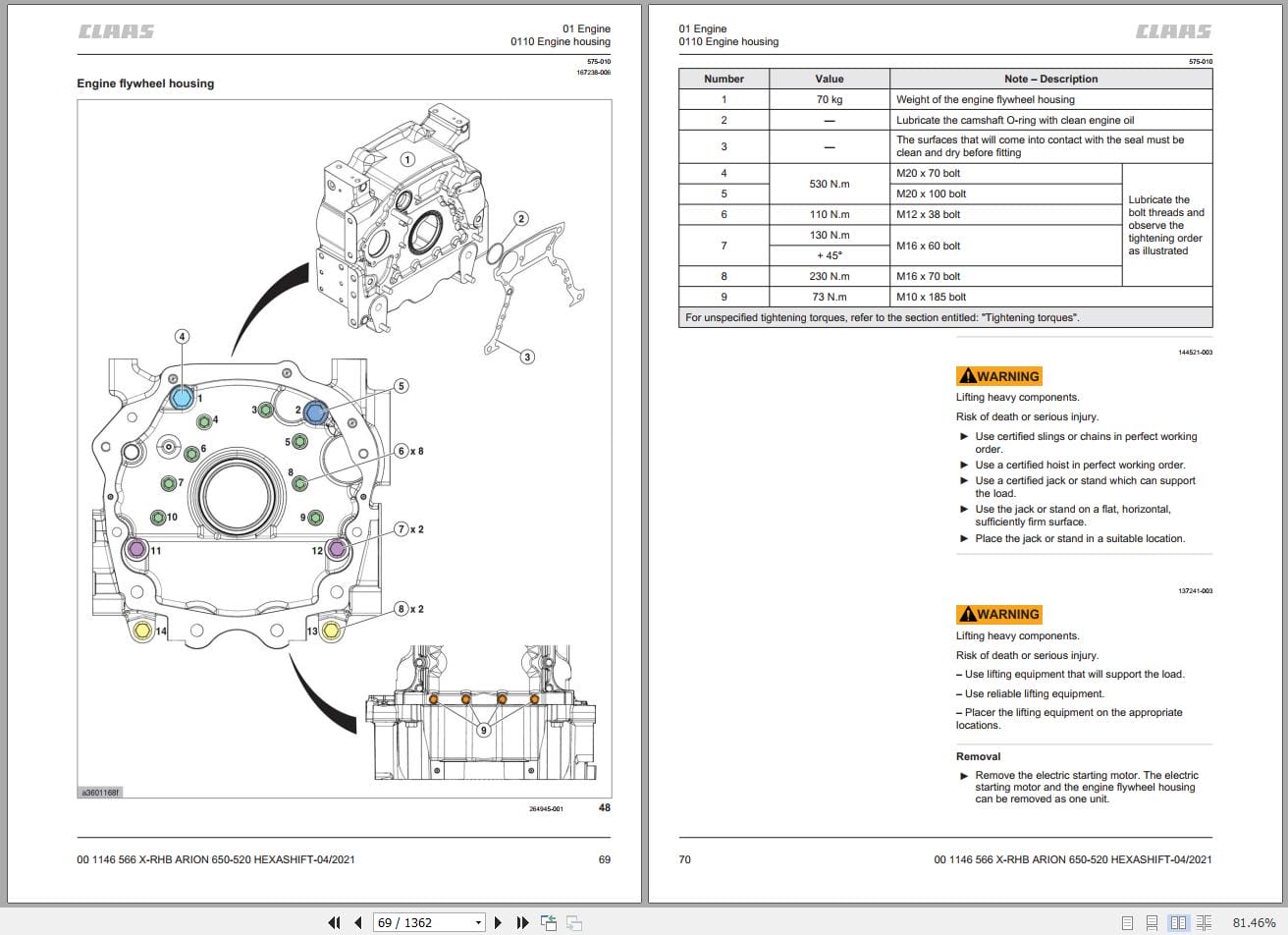 CLAAS ARION 550 520 HEXASHIFT (A34) Assembly Operators Repair Technical Manual (4)