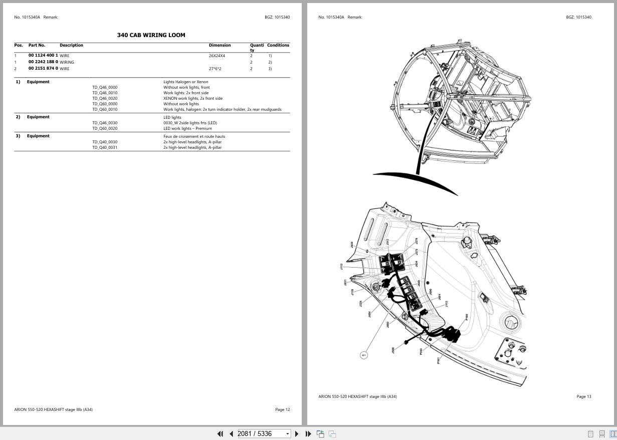 CLAAS ARION 550 520 HEXASHIFT stage IIIb A34 A3400050 A3499999 Spare Parts Catalog (2)